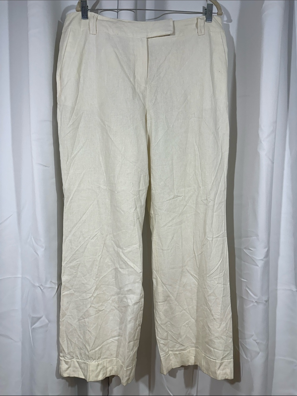 Cato White Linen Blend Wide Leg Pants Size 16 Career Resort Coastal Chic